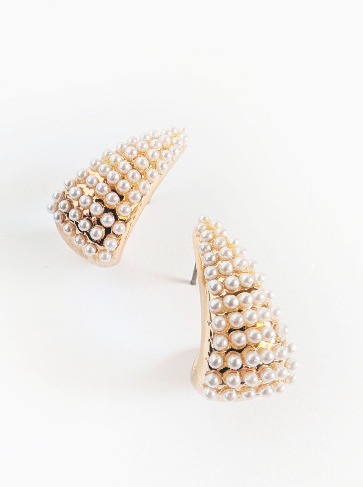 Pearl Studded Huggies | Gold