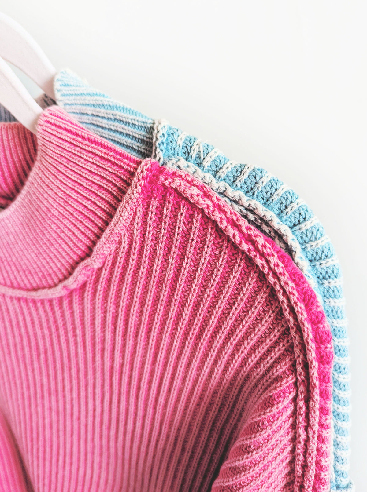 Ribbed Sweater | Fuchsia & Dusty Teal