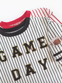 Gameday Striped Top | Black & Red