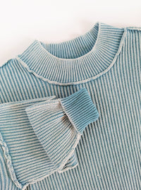 Ribbed Sweater | Fuchsia & Dusty Teal