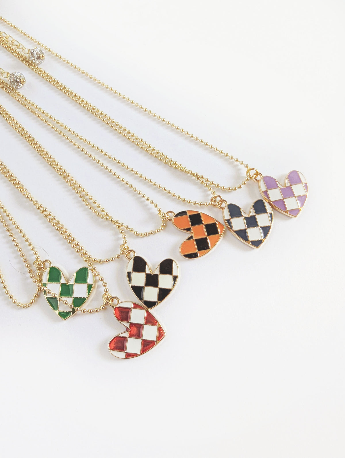 Checkered Heart Necklace | 6 Color Options