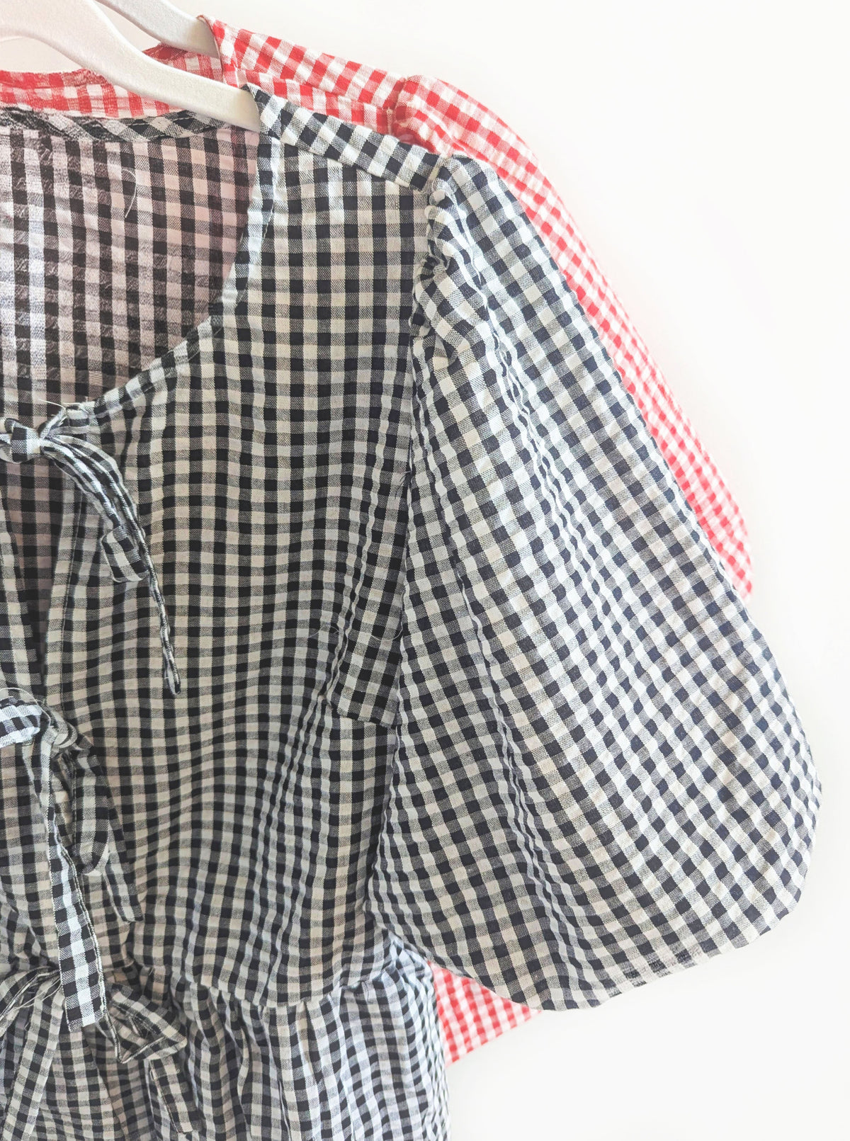Gingham Bow Front Top  | Black & Red