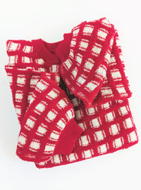 Windowpane Sweater | Red & White