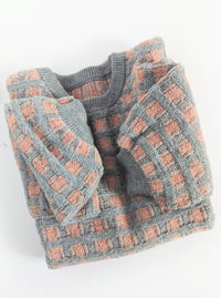 Windowpane Sweater | Grey & Mauve