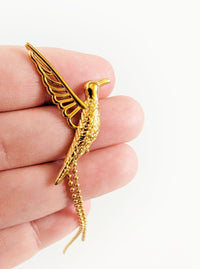 Tarnish Resistant Bird Tassel Earrings | Gold