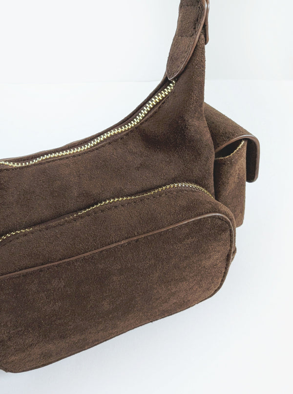 Suede Shoulder Bag | Chocolate