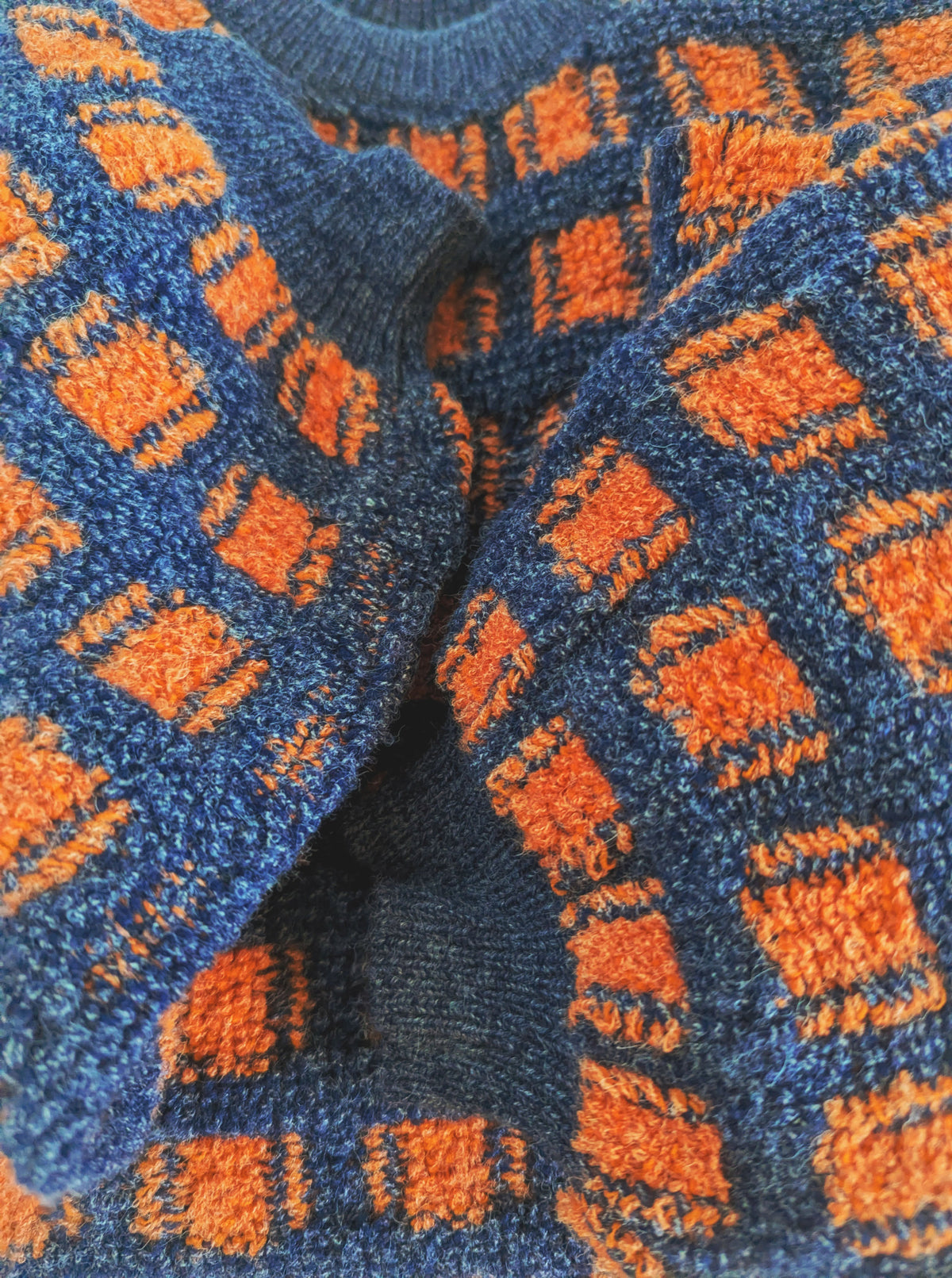 Windowpane Sweater | Navy & Rust