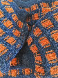 Windowpane Sweater | Navy & Rust