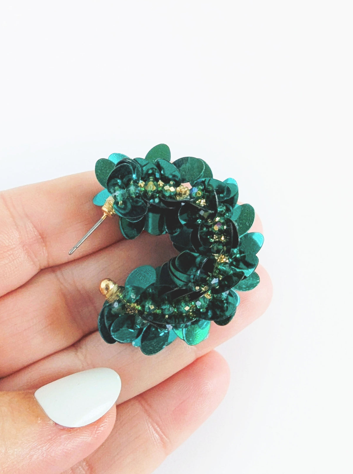 Sequin Hoop Earrings | Red, Green, Navy