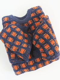 Windowpane Sweater | Navy & Rust