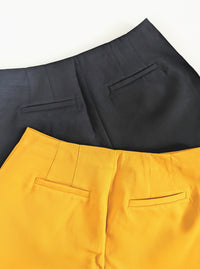 Tailored Shorts | Black & Mustard