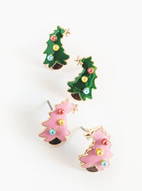 Oh Christmas Tree Studs | Pink or Green