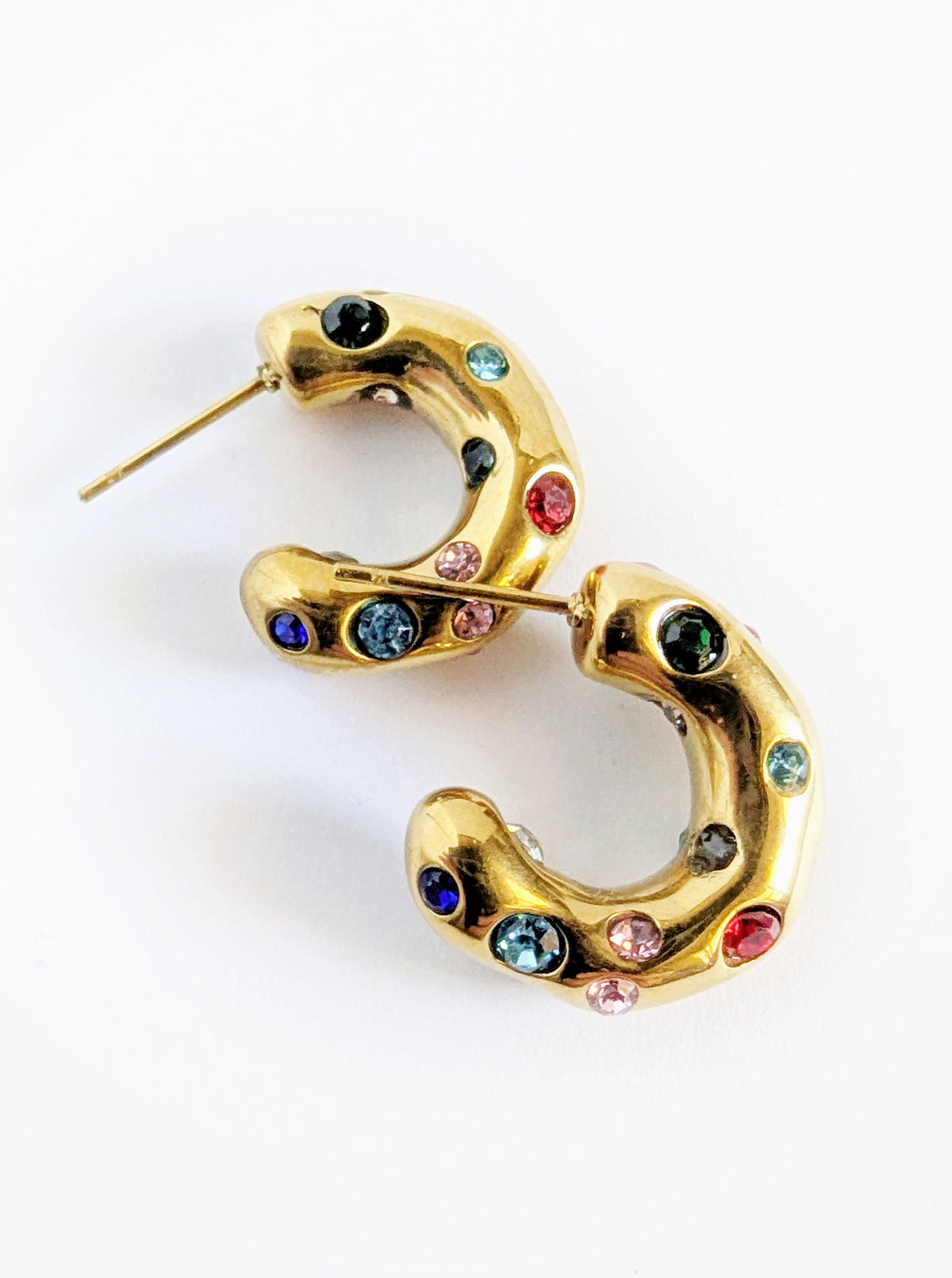 Tarnish Resistant Jeweled Huggies