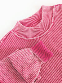 Ribbed Sweater | Fuchsia & Dusty Teal