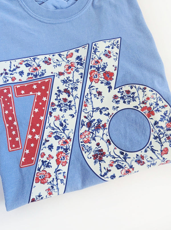 Floral '1776' Graphic Tee | Blue