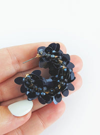 Sequin Hoop Earrings | Red, Green, Navy