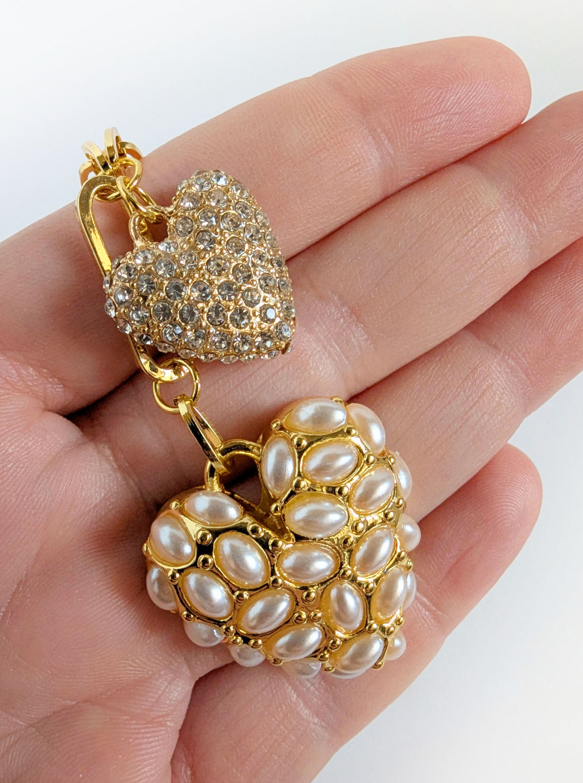 Tarnish Resistant Double Take Pearl Heart Necklace