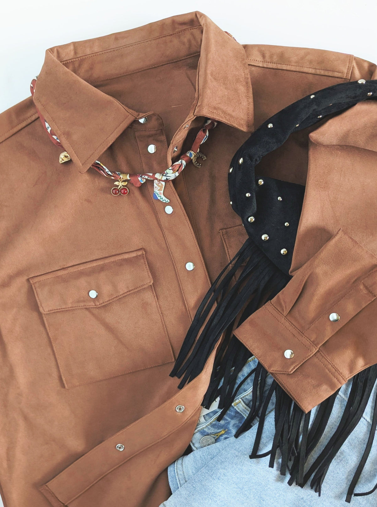 Outlaw Faux Suede Top | Brown