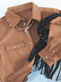 Outlaw Faux Suede Top | Brown