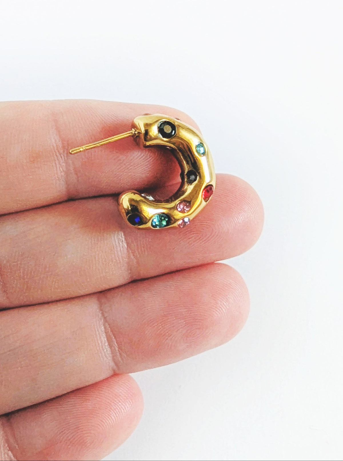 Tarnish Resistant Jeweled Huggies