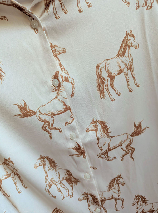 Wild Horses Satin Blouse | Ivory