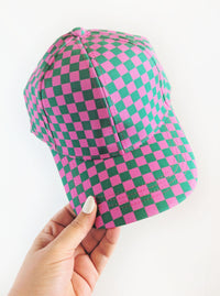 Checkerboard Cap | Green & Pink