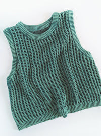 Lottie Crochet Vest | Hunter Green