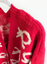 Oversized Bow Cardigan | Red