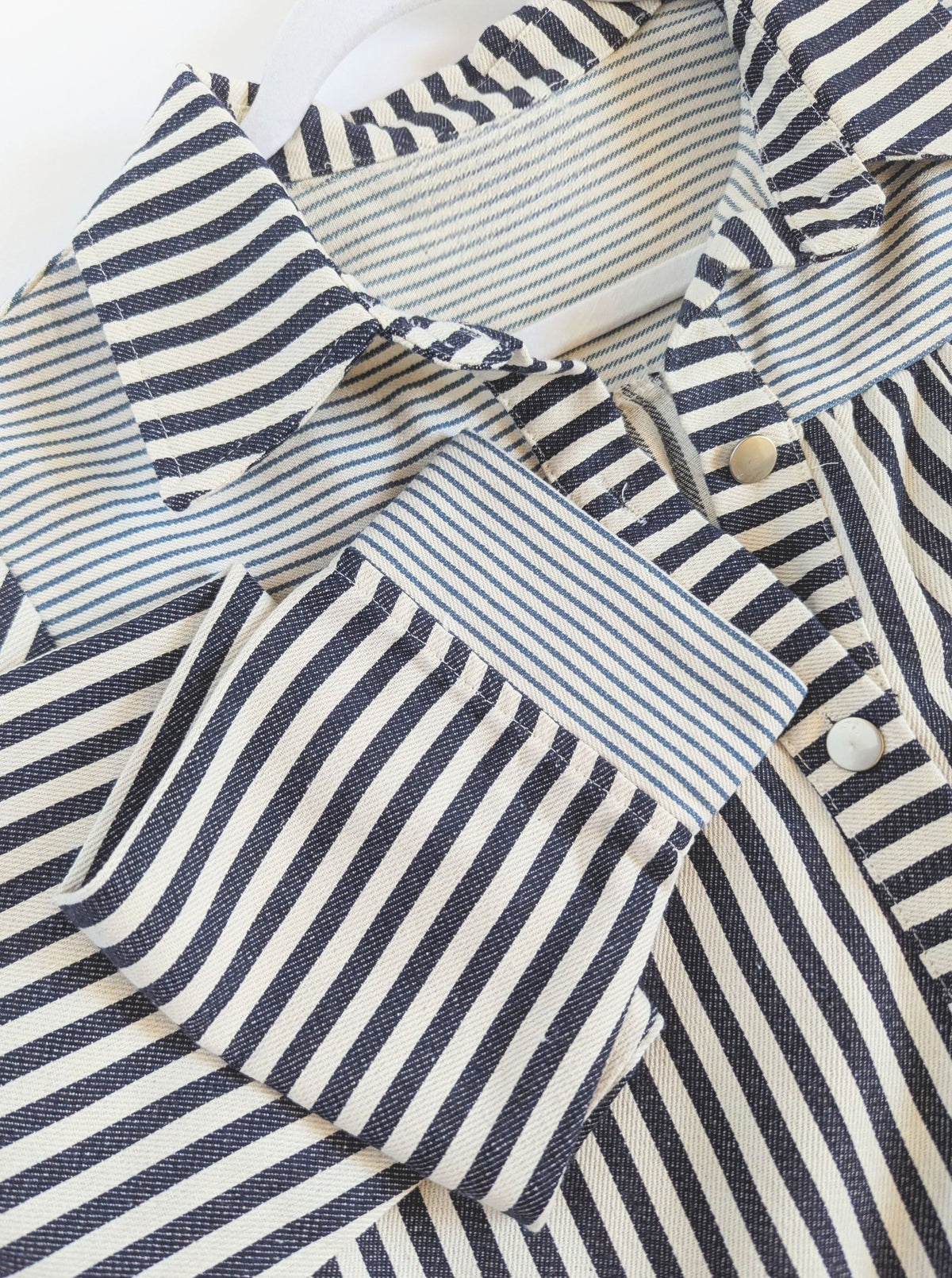 Striped Denim Babydoll Dress | Navy & White