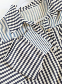 Striped Denim Babydoll Dress | Navy & White