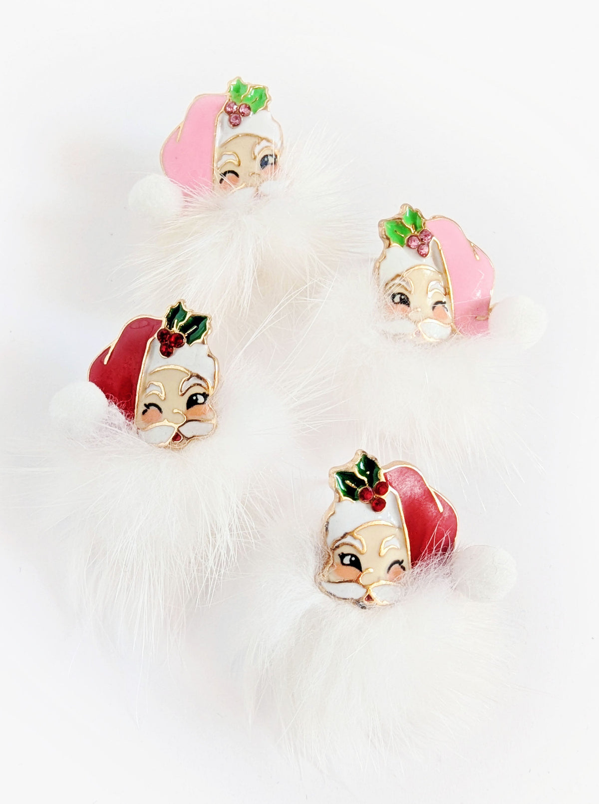 Santa Earrings | Pink & Red