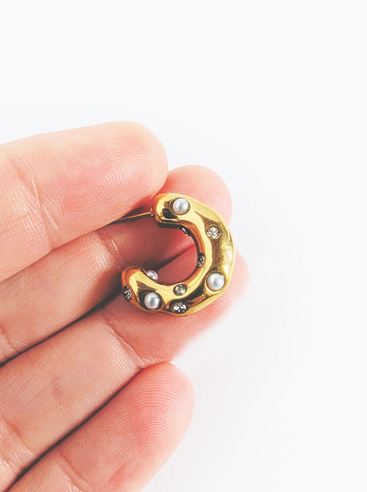 Tarnish Resistant Pearl Huggies