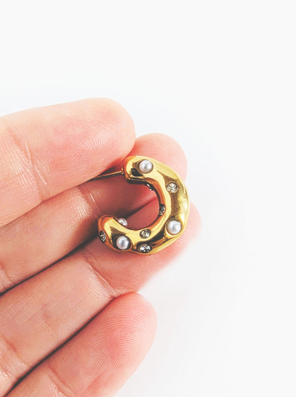 Tarnish Resistant Pearl Huggies