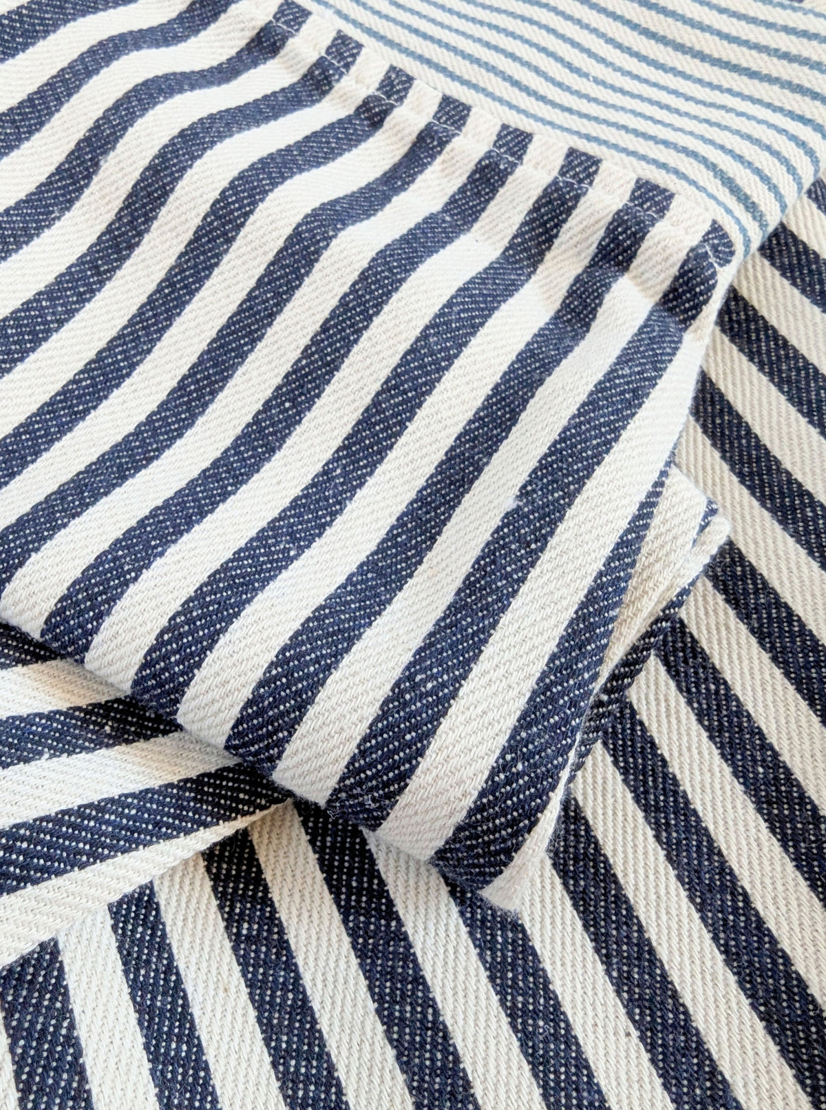 Striped Denim Babydoll Dress | Navy & White