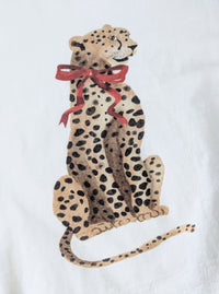 Leopard with Bow Graphic Tee | White