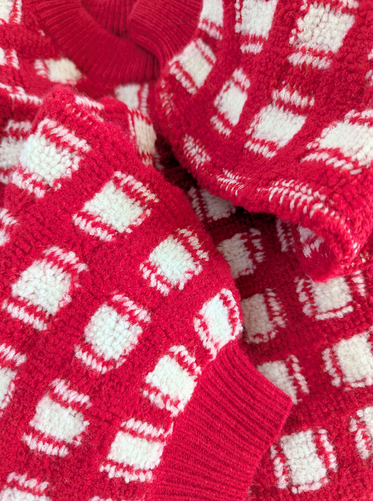 Windowpane Sweater | Red & White