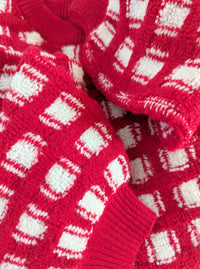Windowpane Sweater | Red & White