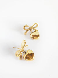 Bow Heart Dangle Earrings