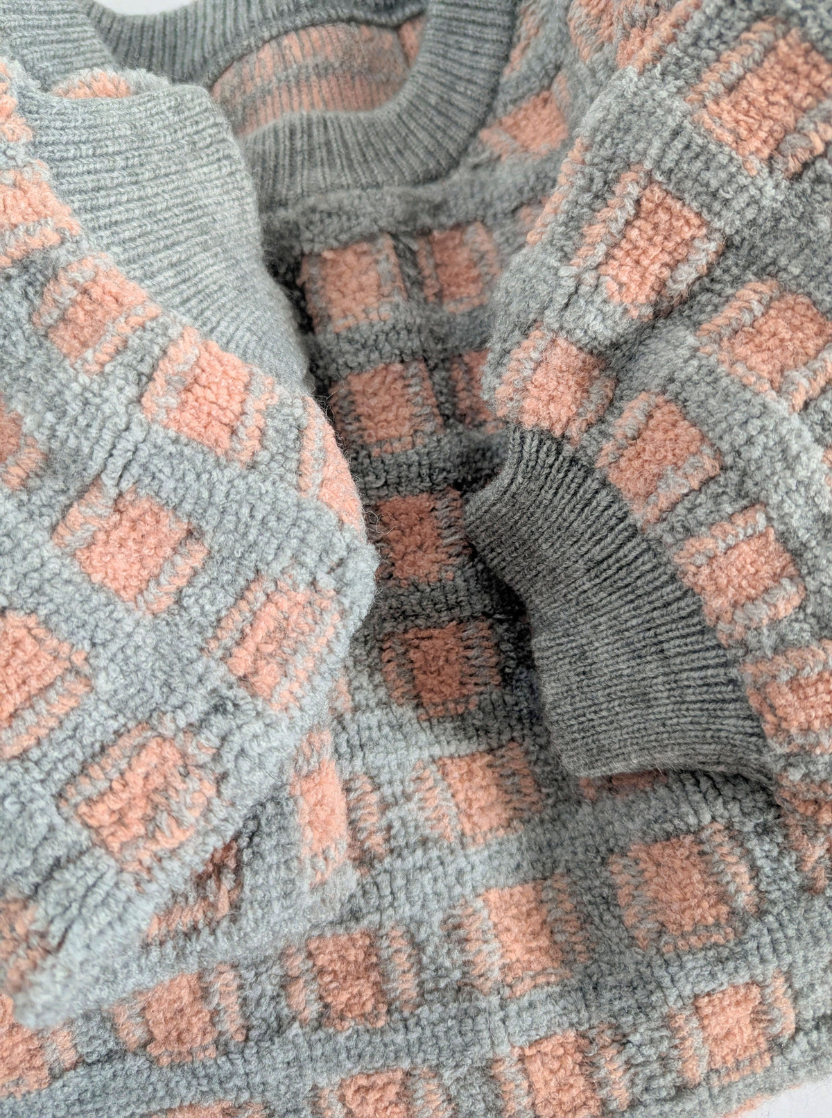 Windowpane Sweater | Grey & Mauve