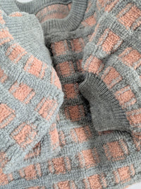Windowpane Sweater | Grey & Mauve