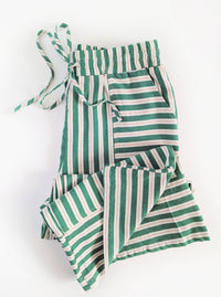 Striped Wide Leg Pants | Green