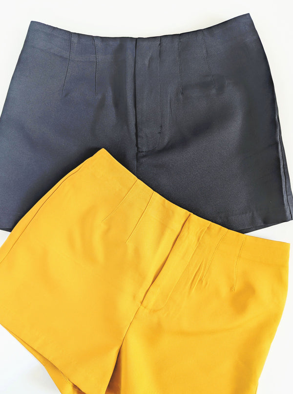 Tailored Shorts | Black & Mustard