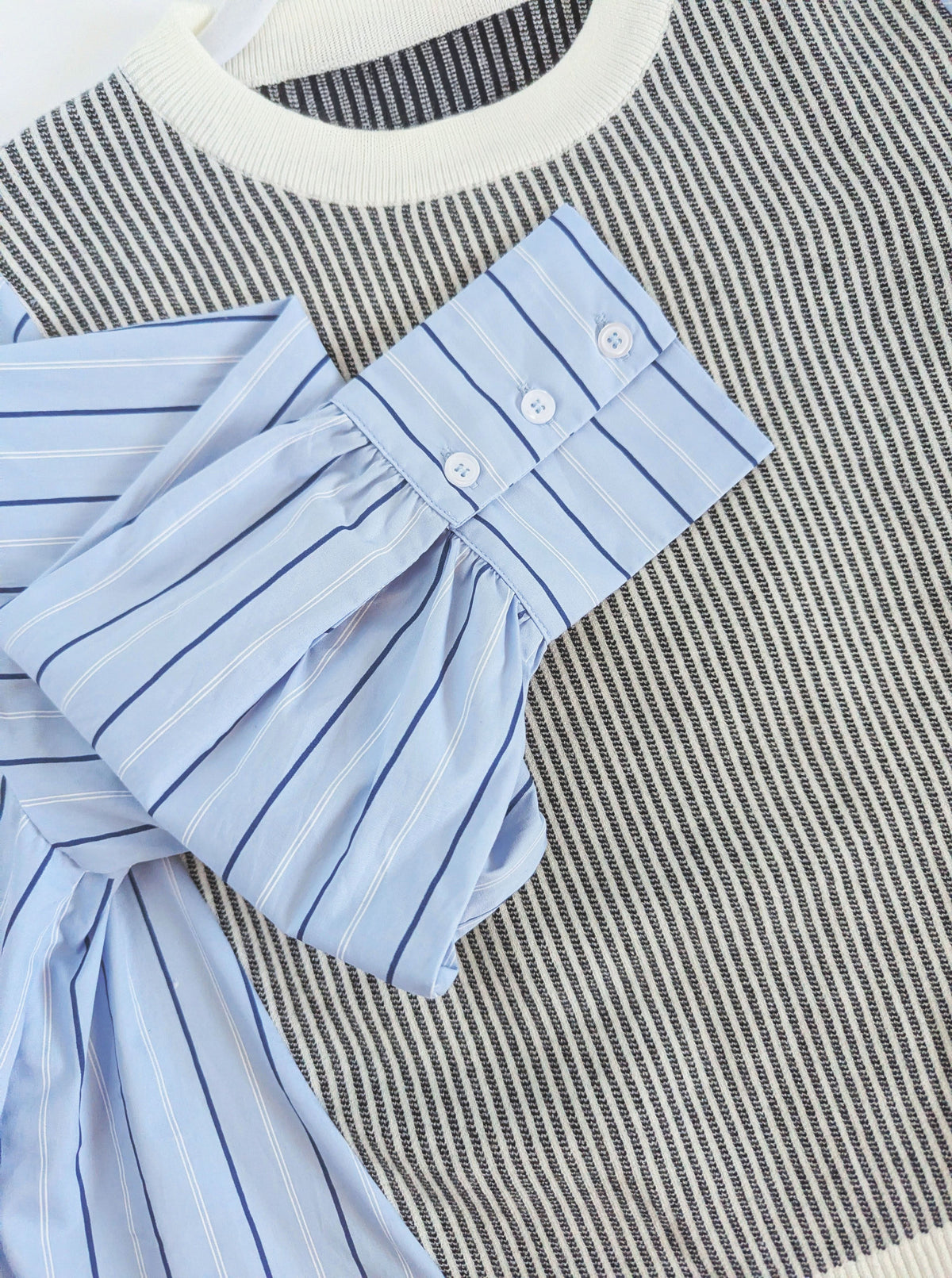 Mixed Fabric Top | Blue