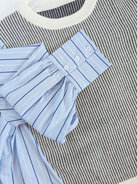 Mixed Fabric Top | Blue