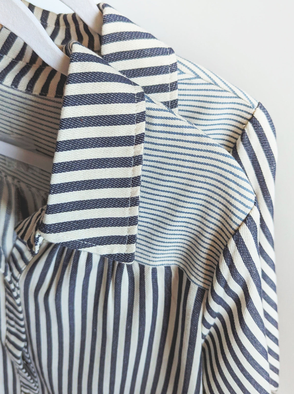Striped Denim Babydoll Dress | Navy & White