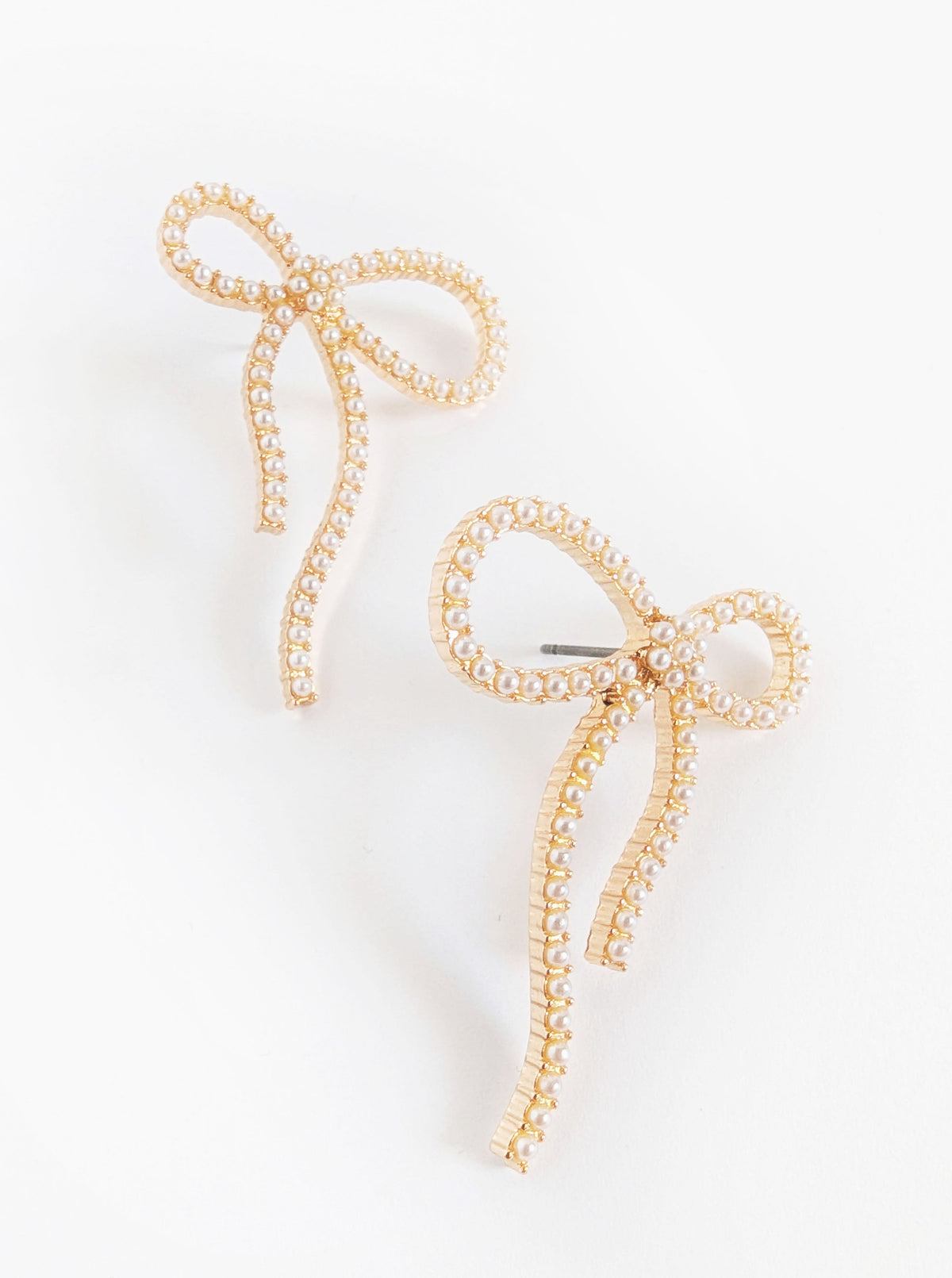 Pearl Bow Earrings | Gold