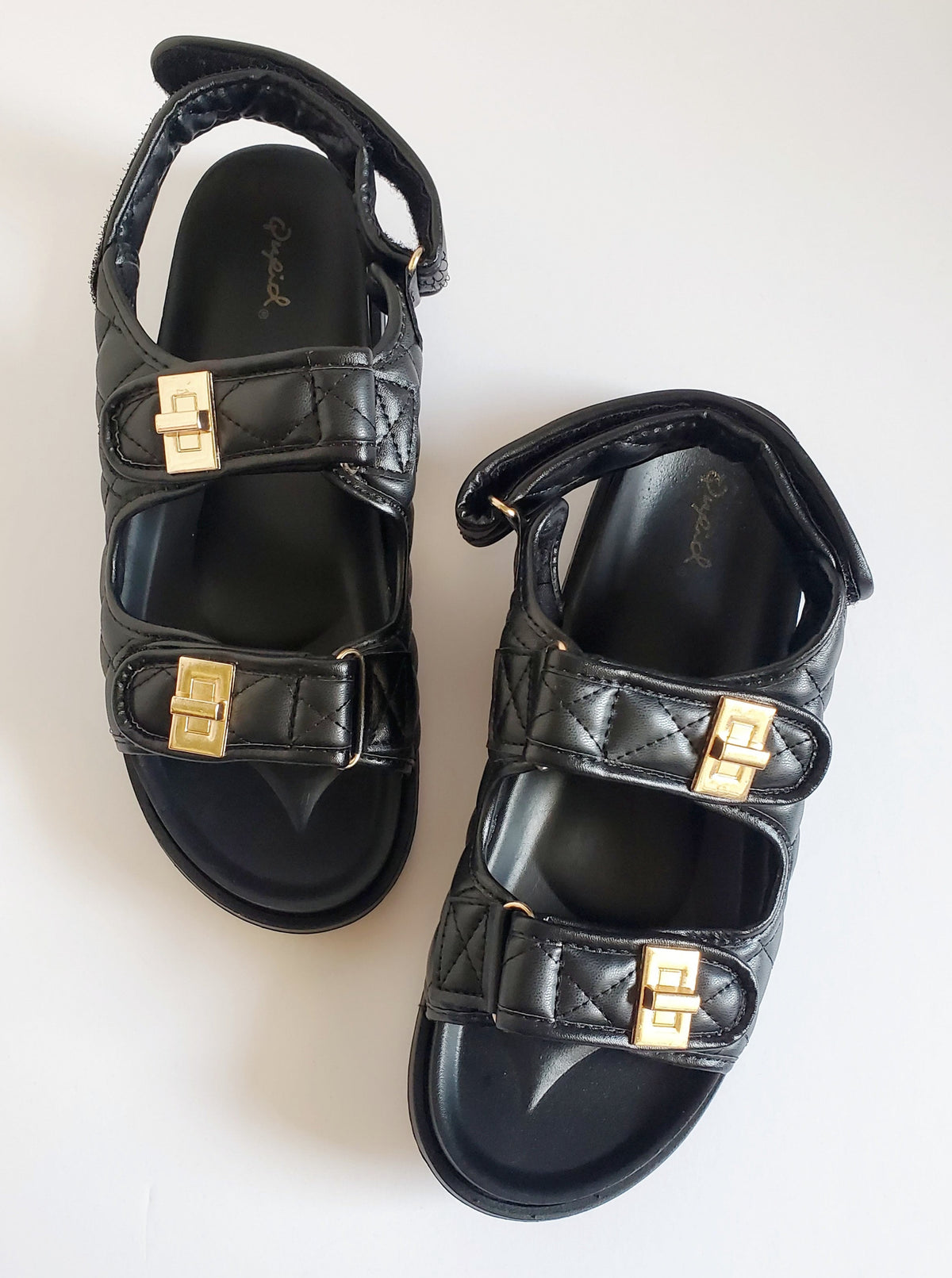 Quilted Platform Sandals | Black