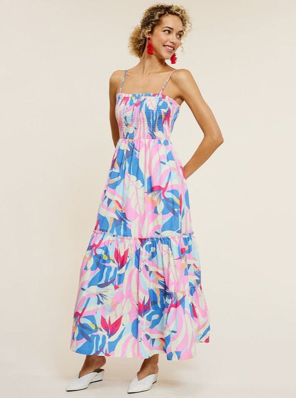 Tropical Midi Dress | Blue