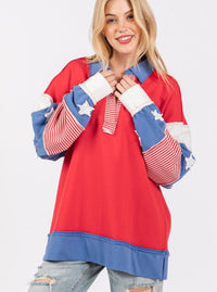 Patchwork French Terry Pullover | Red