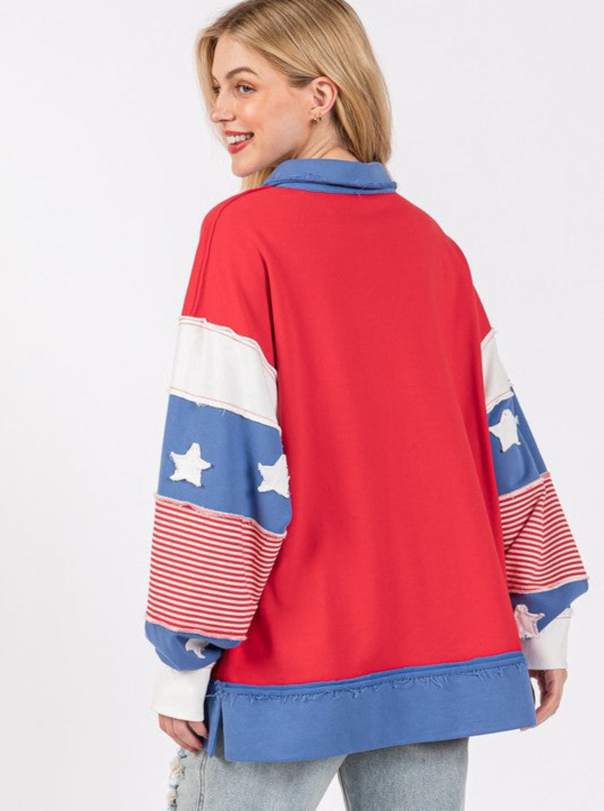Patchwork French Terry Pullover | Red